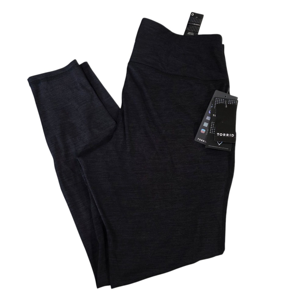 Torrid Cropped Leggings Womens 0 Black High Rise Stretch Yoga Athletic Pull On